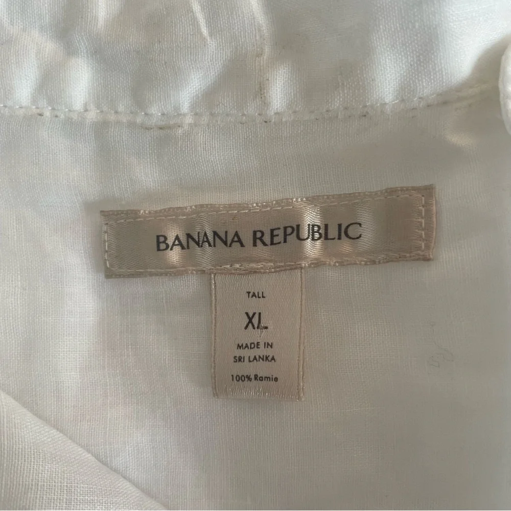 Banana Republic White Oversized Ramie Shirt Blouse 20415_4